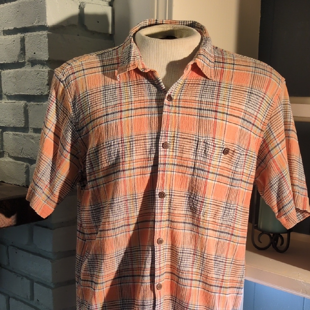 Patagonia Orange and Black Casual Button Down Shirt